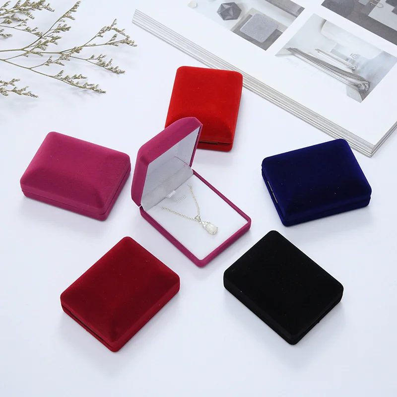 Wholesale High-grade Velvet Necklace Pendant Jewelry Box Earrings Brooch Storage Packaging Box Jewelry Organizer Accessories