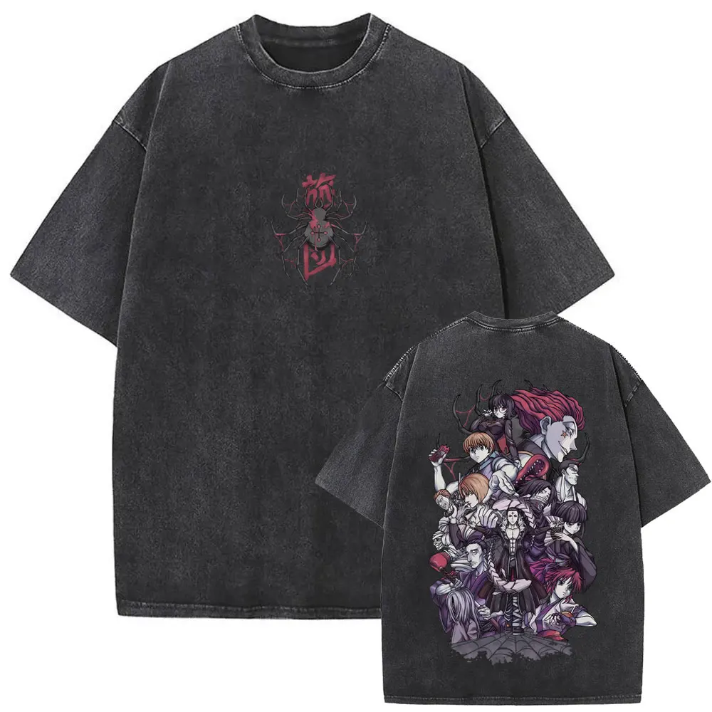 

Washed Vintage Anime Hunter X Hunter T-shirts Phantom Troupe Spider Graphic T-shirt Men Women Cotton Casual Oversized T Shirts