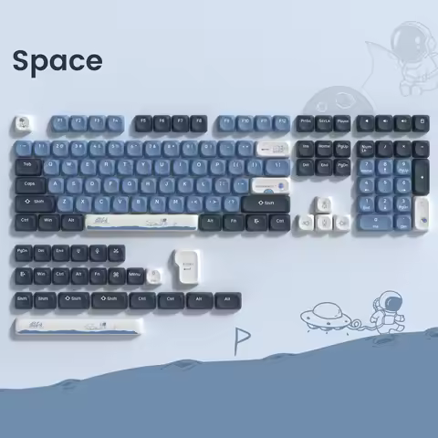 132 Keys Outer Space PBT Keycaps MOA Profile Custom Dye Sub for 60% 65%75% 100% Cherry Gateron MX Switches Mechanical Keyboard