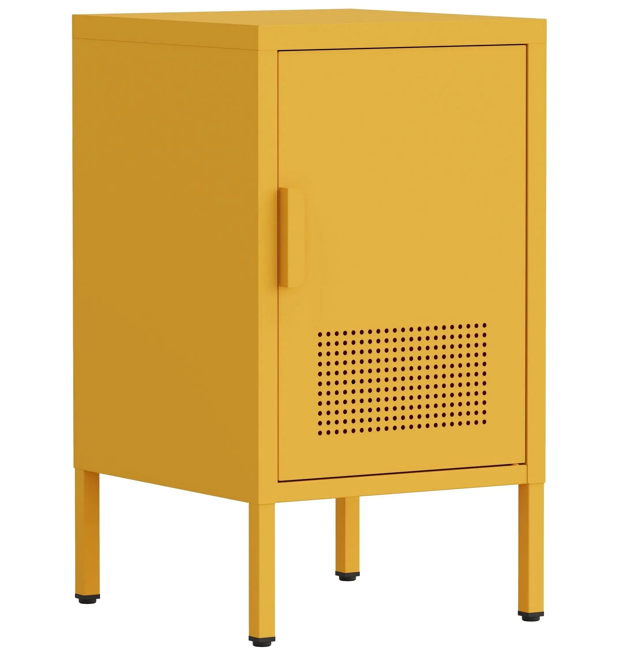 Single Door Metal Coffee Table Adjustable Easy to Assemble Living Room 2-Tier Side Table for Storing Mobile Phones and