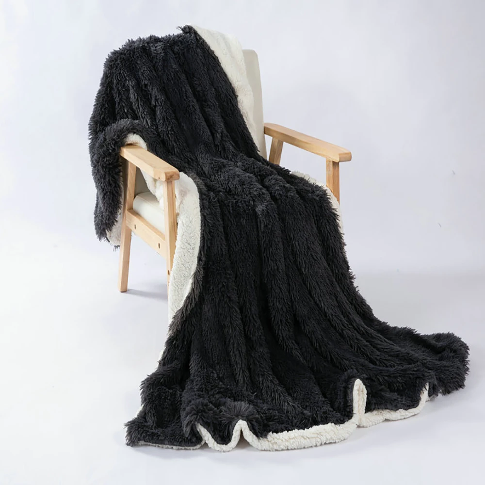 Soft Flannel Throw Blanket Winter Warm Long Shaggy Plush Blanket For Bedroom Home Decoration Luxury Fuzzy Sofa Bed Throw Blanket