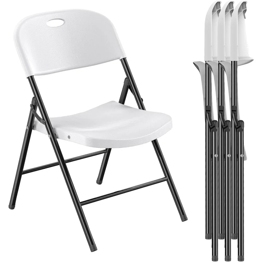 

350 Weight Limit Heavy Duty Plastic Folding Chair with Reinfoced Steel Frame for Indoor and Outdoor, Wedding, Party, Res