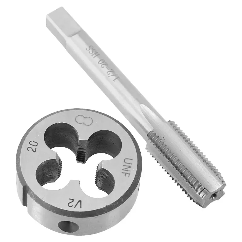 1 Set HSS 1/2-20 UNF Right Hand Thread Tap and Die Kit Internal Thread Machining Metal Cutting Repair Processing Tool Parts