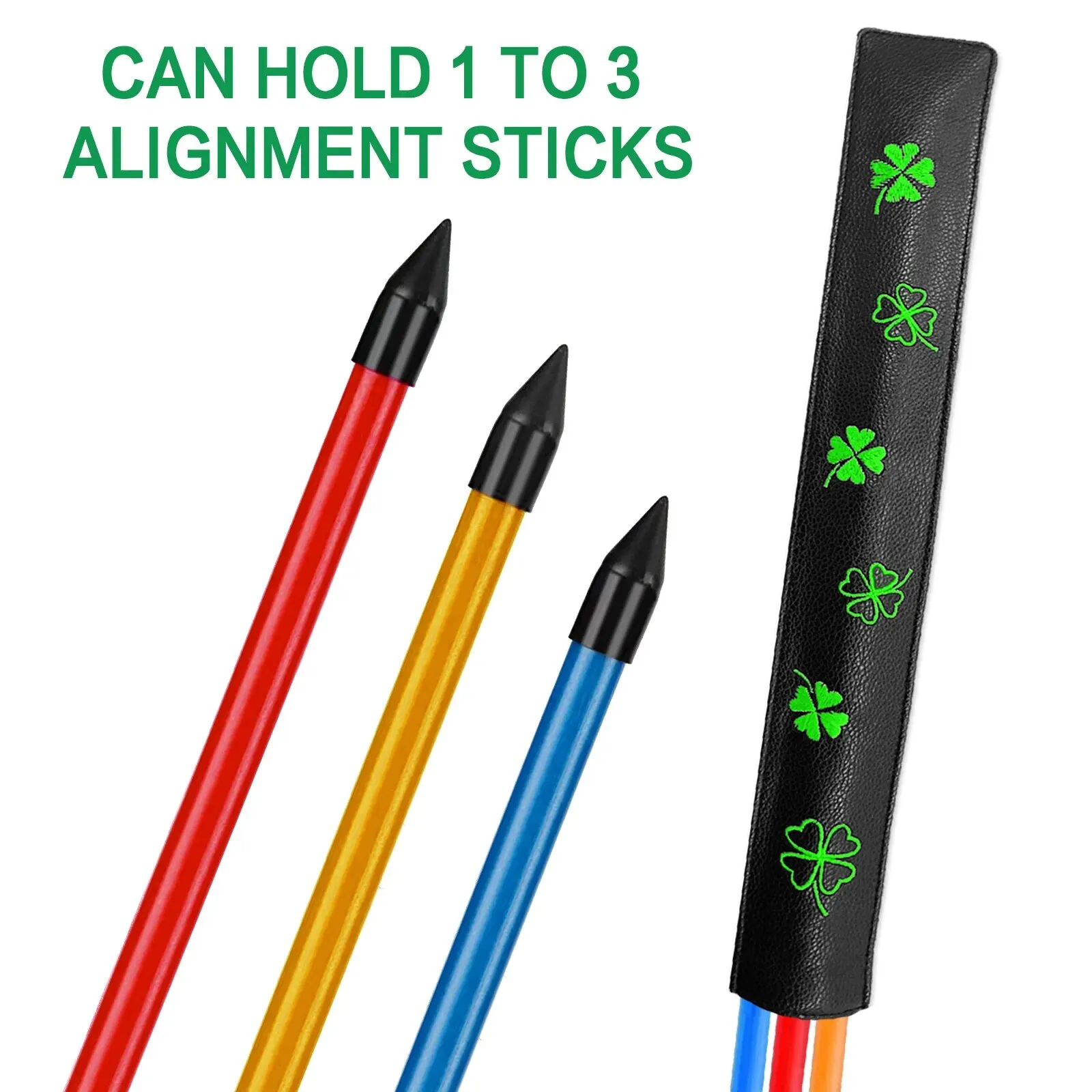 Alignment Stick Cover PU Leather Golf Club Protector for Alignment Sticks,Practice Aid Rods Headcover Easy To Hold 2 to 3 Sticks