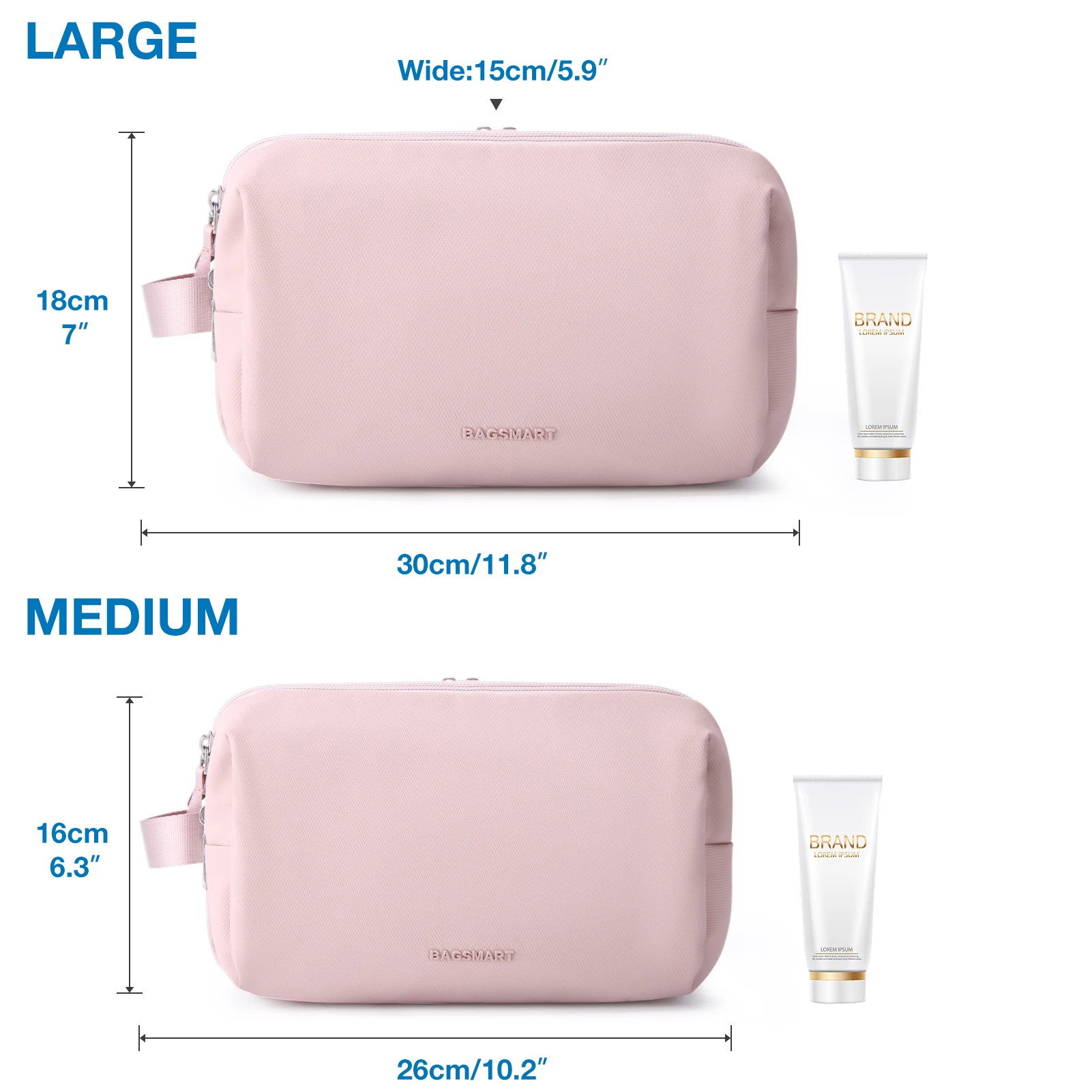 Women\'s Cosmetic Bag BAGSMART Waterproof Dopp Kit for Travel Lightweight Toiletries Bag for Men Makeup Bag Travel Necessaries