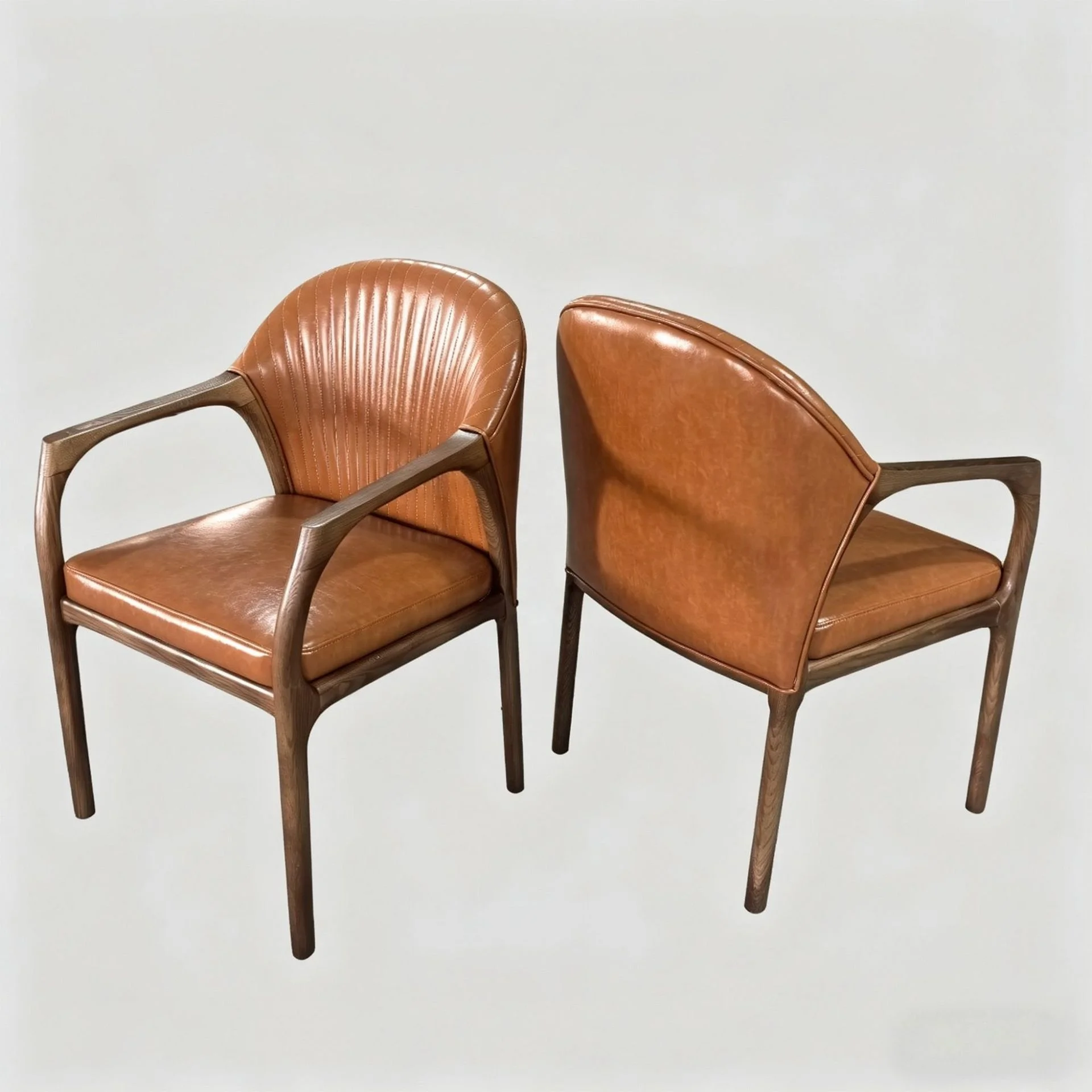 #Wholesale High-End Luxury Dining Chairs for Hotel Private Room Restaurant Hall Paired Solid Ash Wood Leather Upholstered Seats