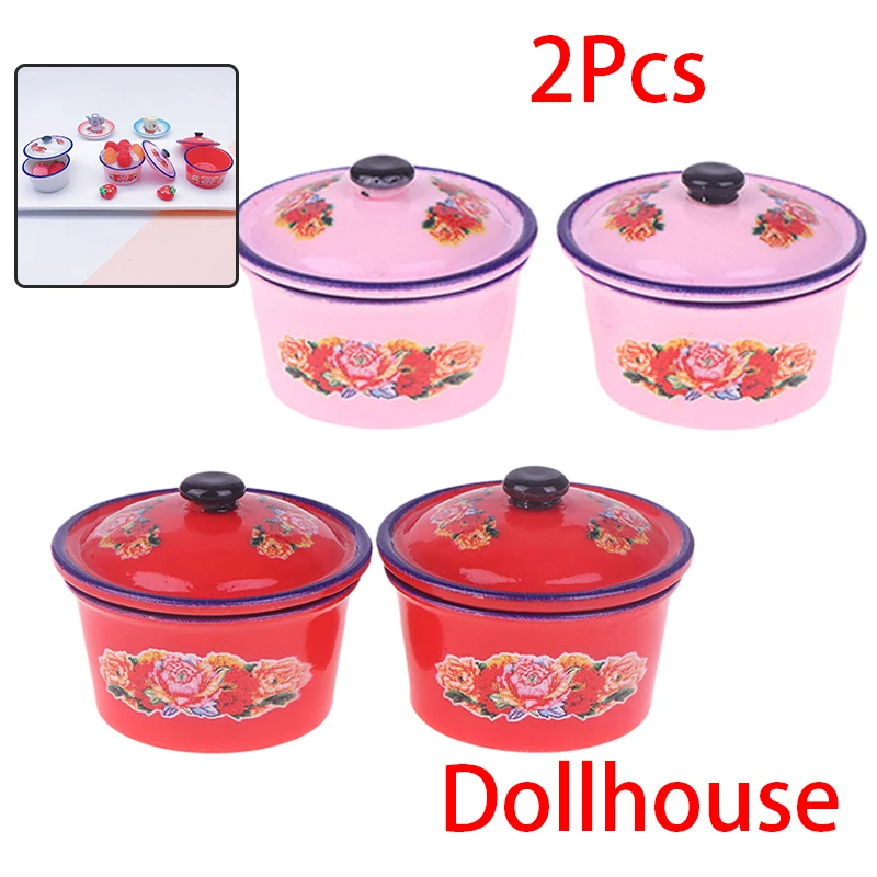 2pcs 인형 집 미니어처 향수를 불러일으키는 생활 장면 장식 에나멜 세면대 인형 액세서리 장난감