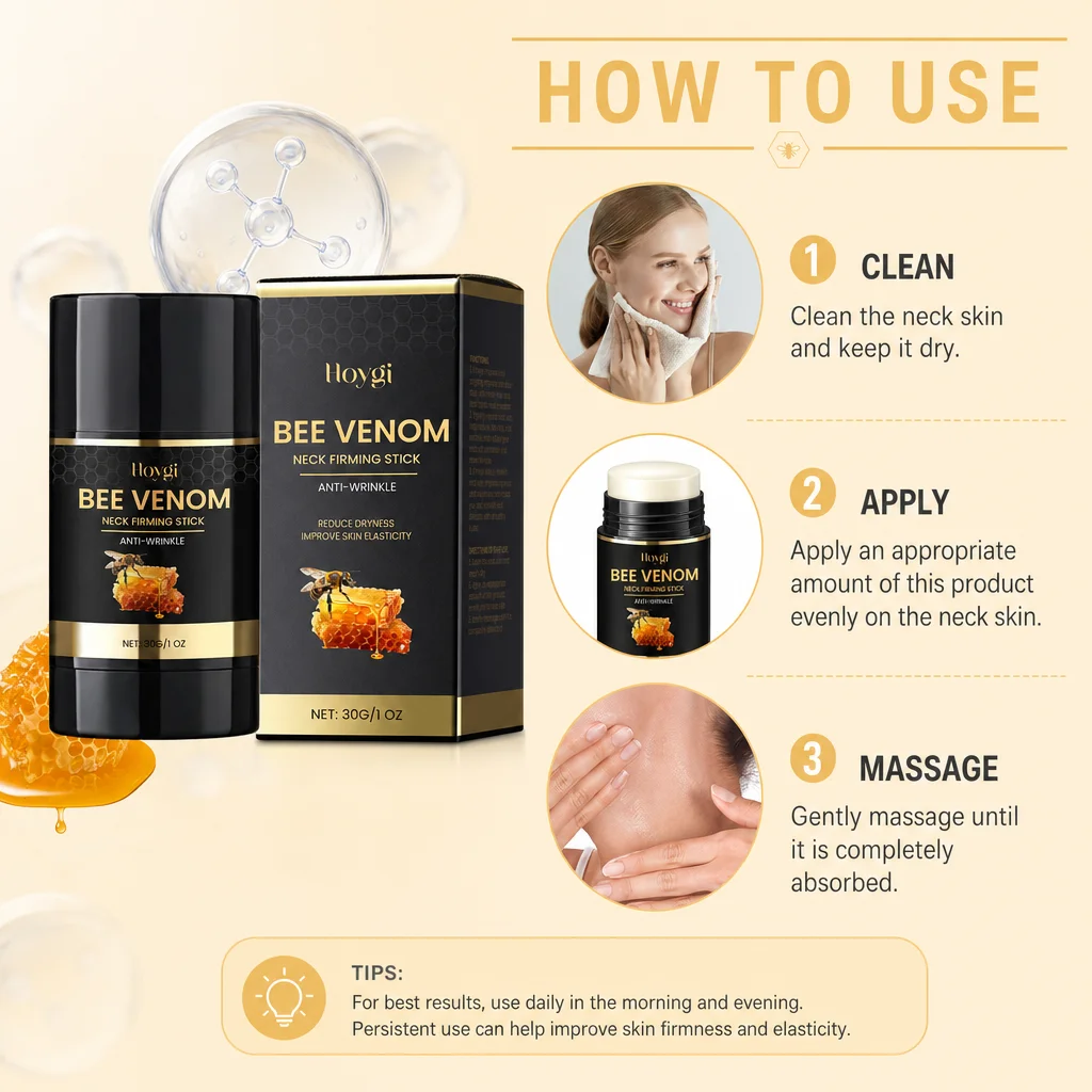 Bee Venom Firming Neck Stick Hydrate Nourish Lift Neck Area Restore Damaged Complexion Boost Skin Barrier Rejuvenating Neck Balm