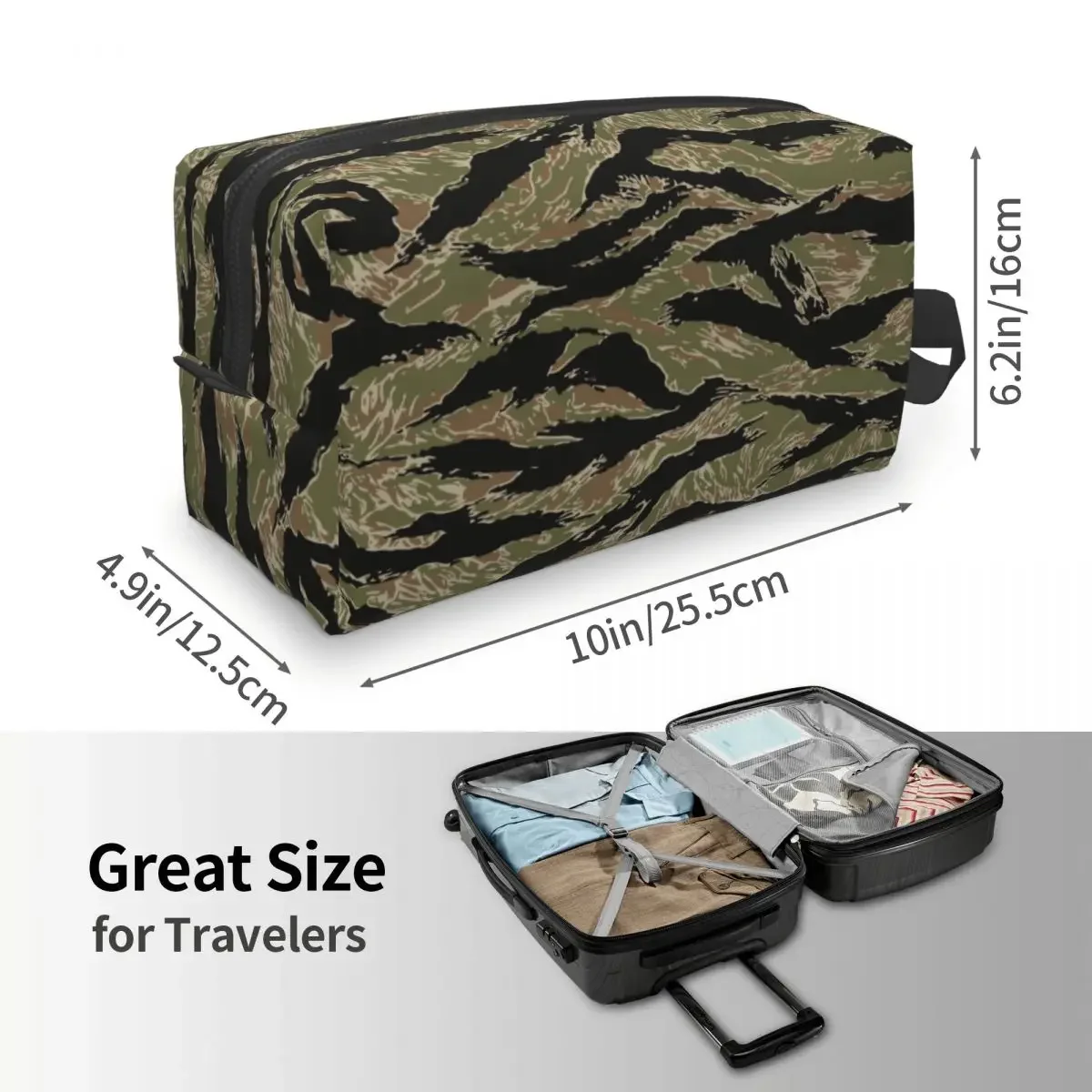 Trousse de maquillage Tiger Stripe Camo pour femme, trousse de toilette de rangement, trousse de voyage cosmétique, mode militaire, DulCamSolomon