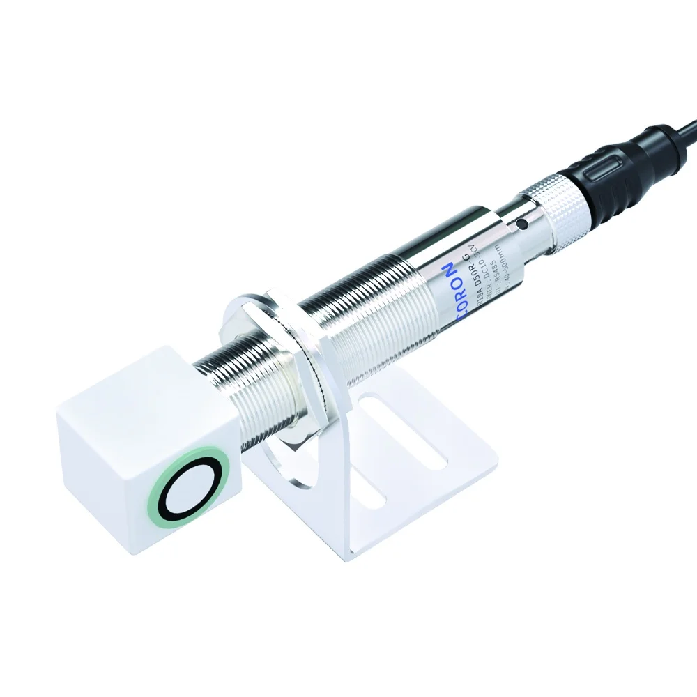QR18L-D50U-G Ultrasonic Sensor DC24V Analog 0-10V Output Side Detection 50-500mm Distance M12 Connector IP67 Rated Metal