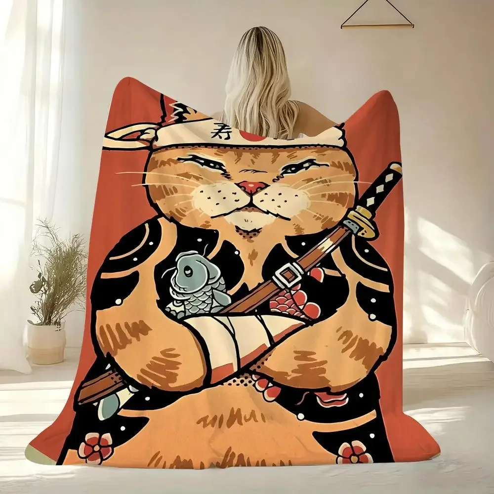 Funny Cat Pirate Blanket Throw Cozy Plush Decor for Couch Bedroom Gift Novelty Pet Lover dorm room essential blanket