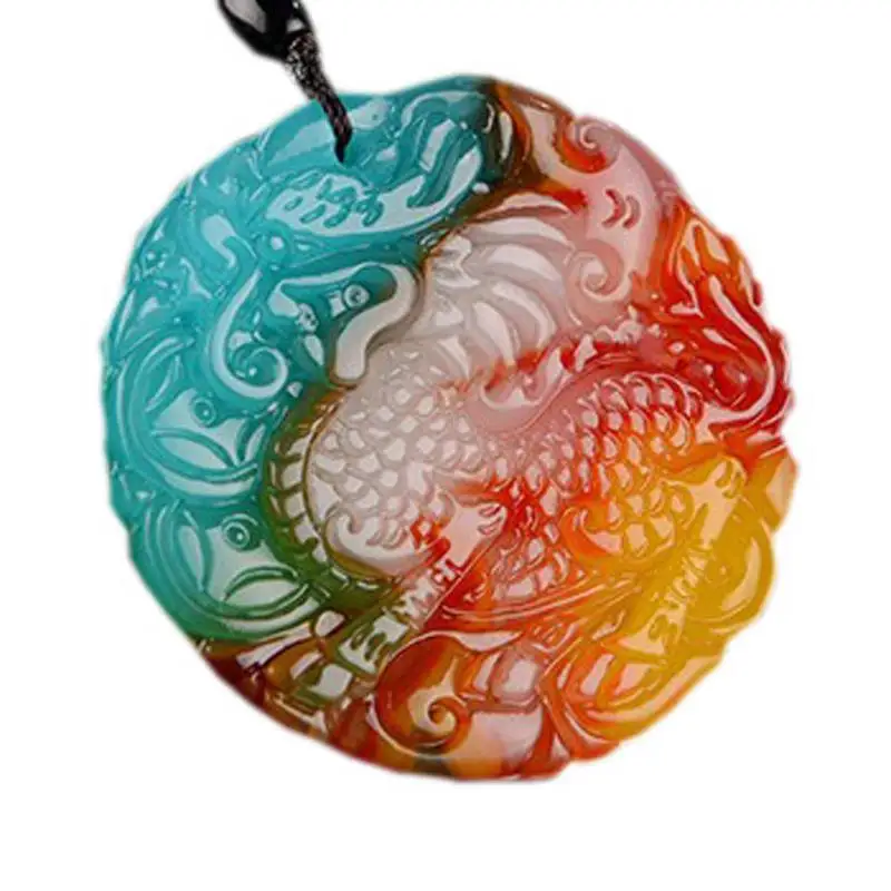 

Color Unicorn Pendant, Colorful Ma Jade Stone Wealth Jinbao Pixiu Pendant, Men's Pendant, Jade Brand Pendant.