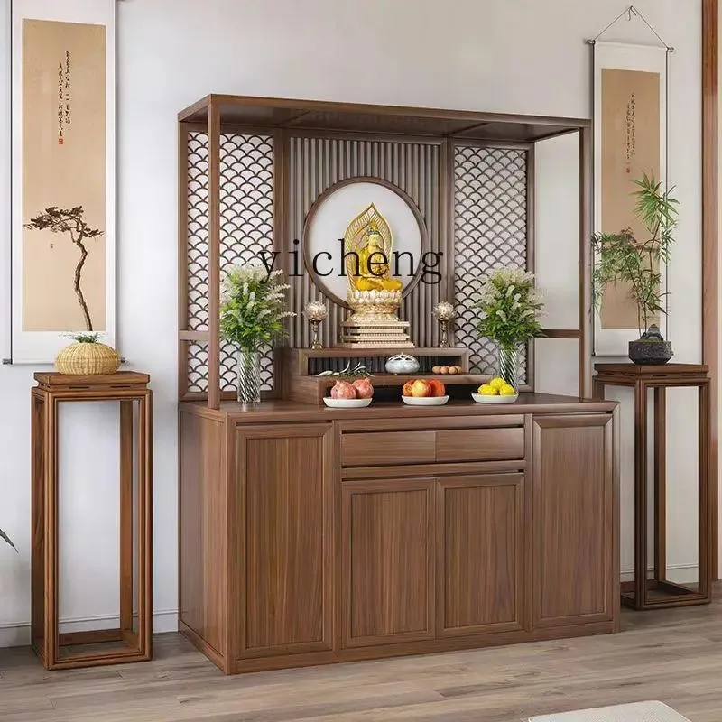Household Buddhist Platform Guanyin Shentai God Of Wealth Living Room New Chinese Style Table Tribute Table Vertical Cabinetl6