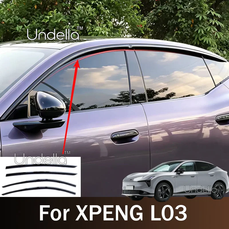 For XPENG L03 2026 2027 Car Side Window Visor Deflector Sun Rain Shelter Shade Awning Weather Shield Car Styling Accessories