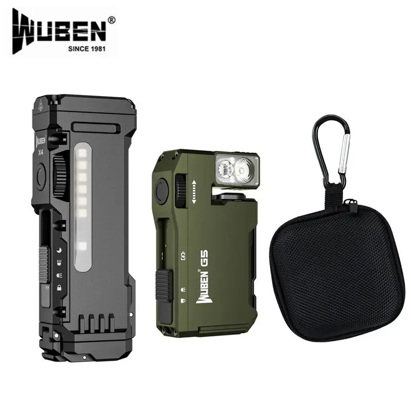 WUBEN G5 & X4 EDC Taschenlampe Wiederaufladbare Tragbare Wasserdichte Fackel Mit RGB-Lichtern und Magnetischem Ende Gratis Geschenk G5 Aufbewahrungsbox
