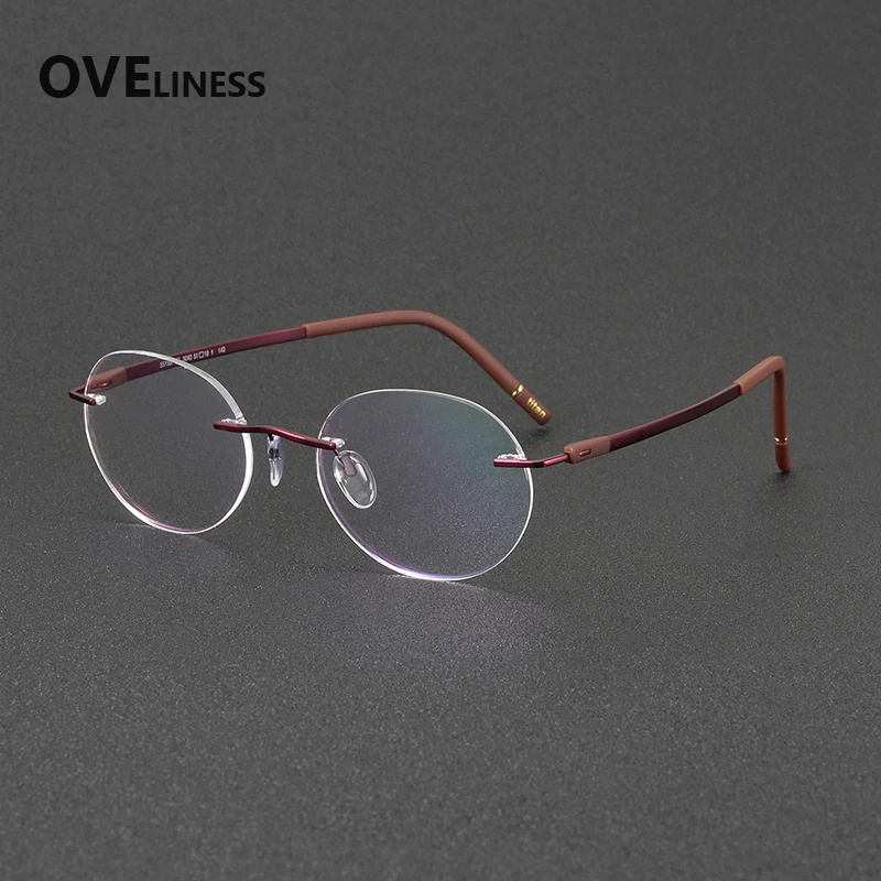 2027 Fashion Luxury Pure titanium rimless Eyewear Women's Retro Round Frameless Eyeglasses frames Glasses Frame For Men Women