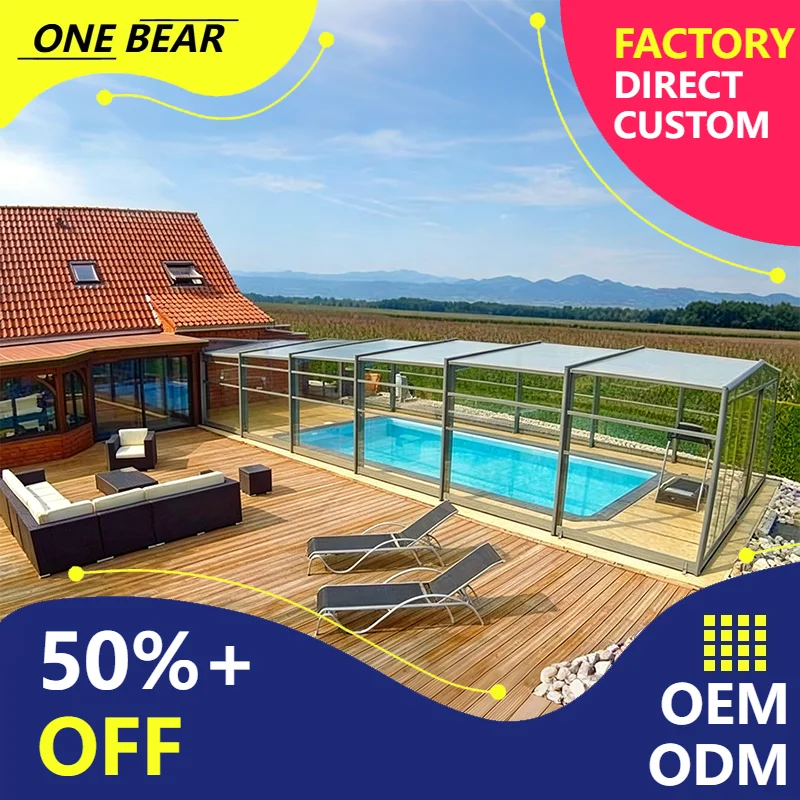 Any Size Custom Thick Aluminum Telescopic Pool Cover Home High Strength Sun Rain Block Outdoor Yard Garden Firm Pool Shield
