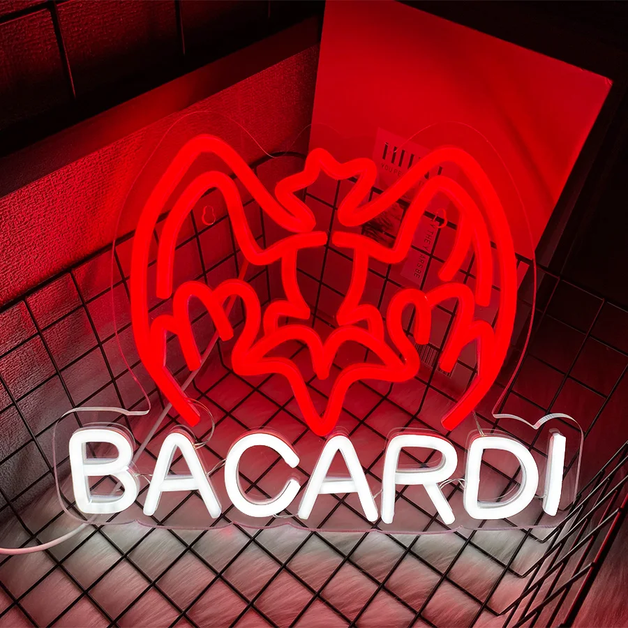 Bacardi Rum-señal comercial de neón para decoración de pared de bar, barra decorativa alimentada por USB, letrero LED abierto para decoración de fiesta en casa, Bar, tienda