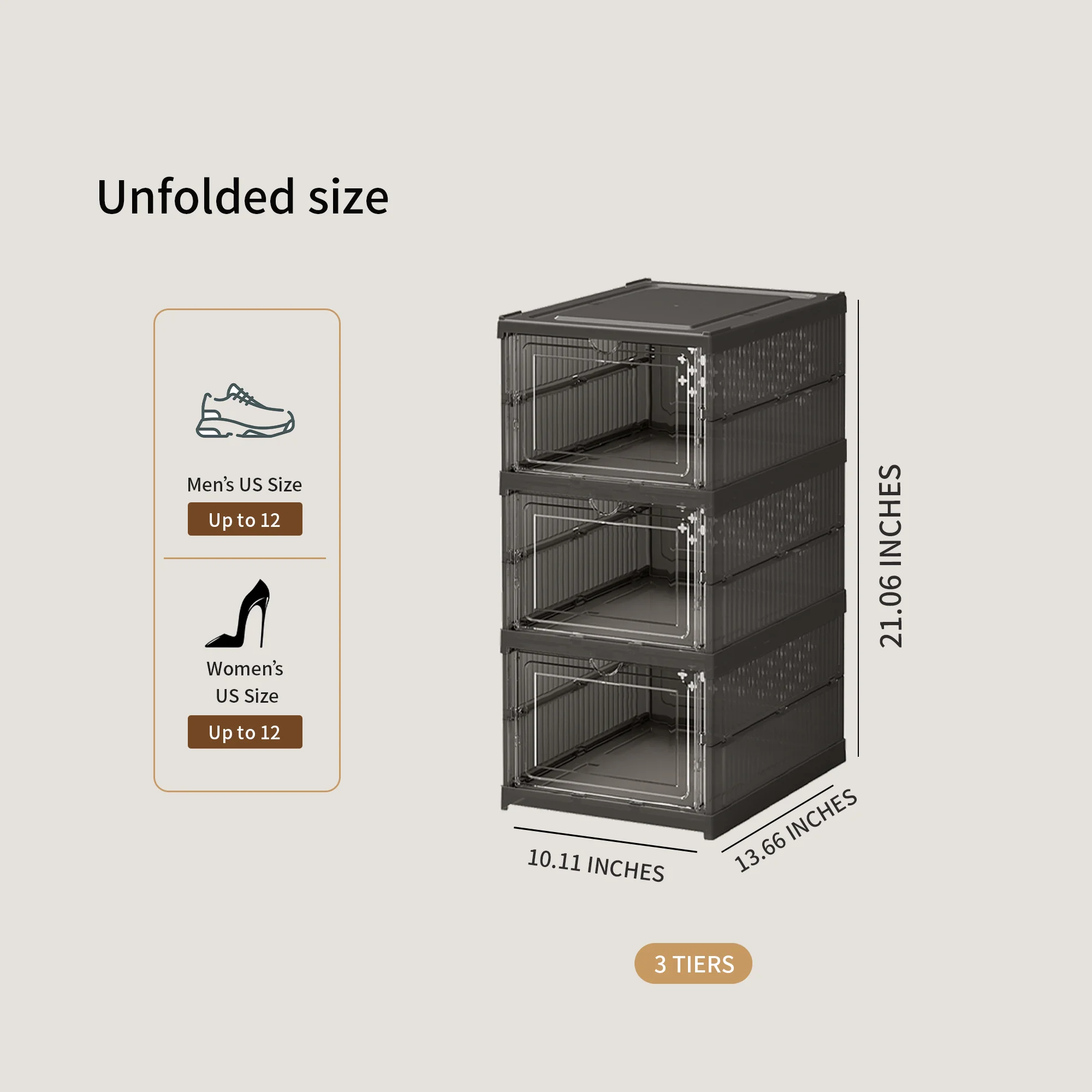 Folding Shoe Box 6 Layers 3 Layers Foldable Transparent Sneaker Shoe Storage Organizers Box Stackable Dustproof High-top Cabinet