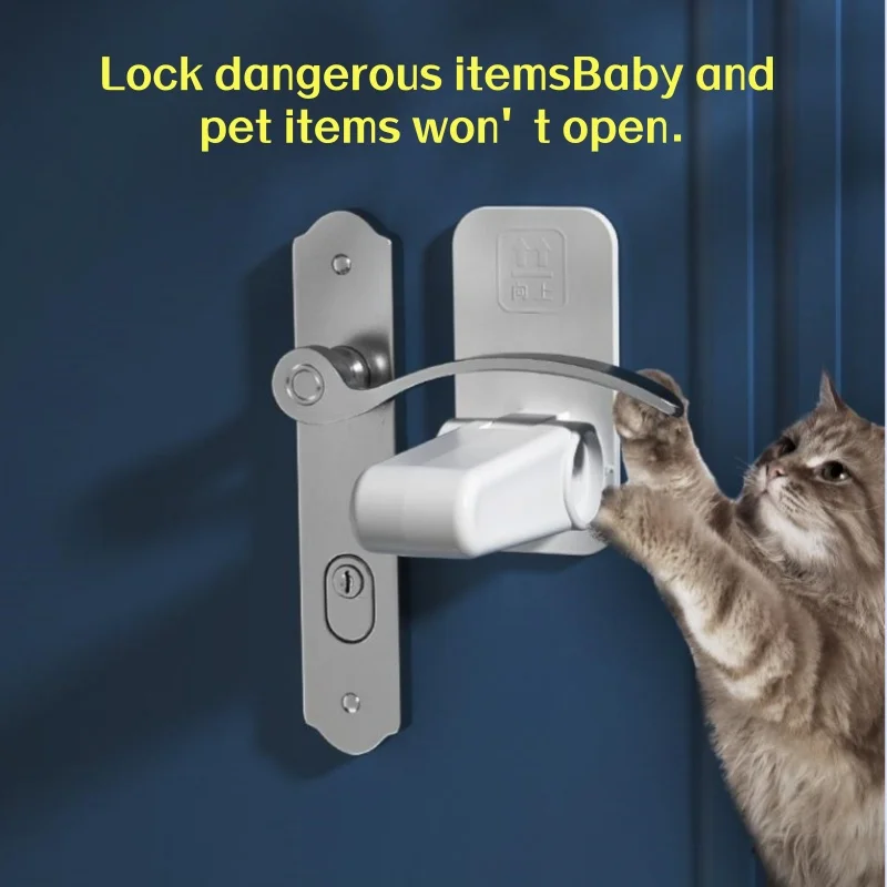 2-Pack, 2 Colors, Safety Lock for Door Handles to Prevent Pets and Babies from Opening the Door, Door Handle Fixed Lock, Child Safety Lock, Easy to Operate, Multi-Functional, Can Be Used in Multiple Scenarios