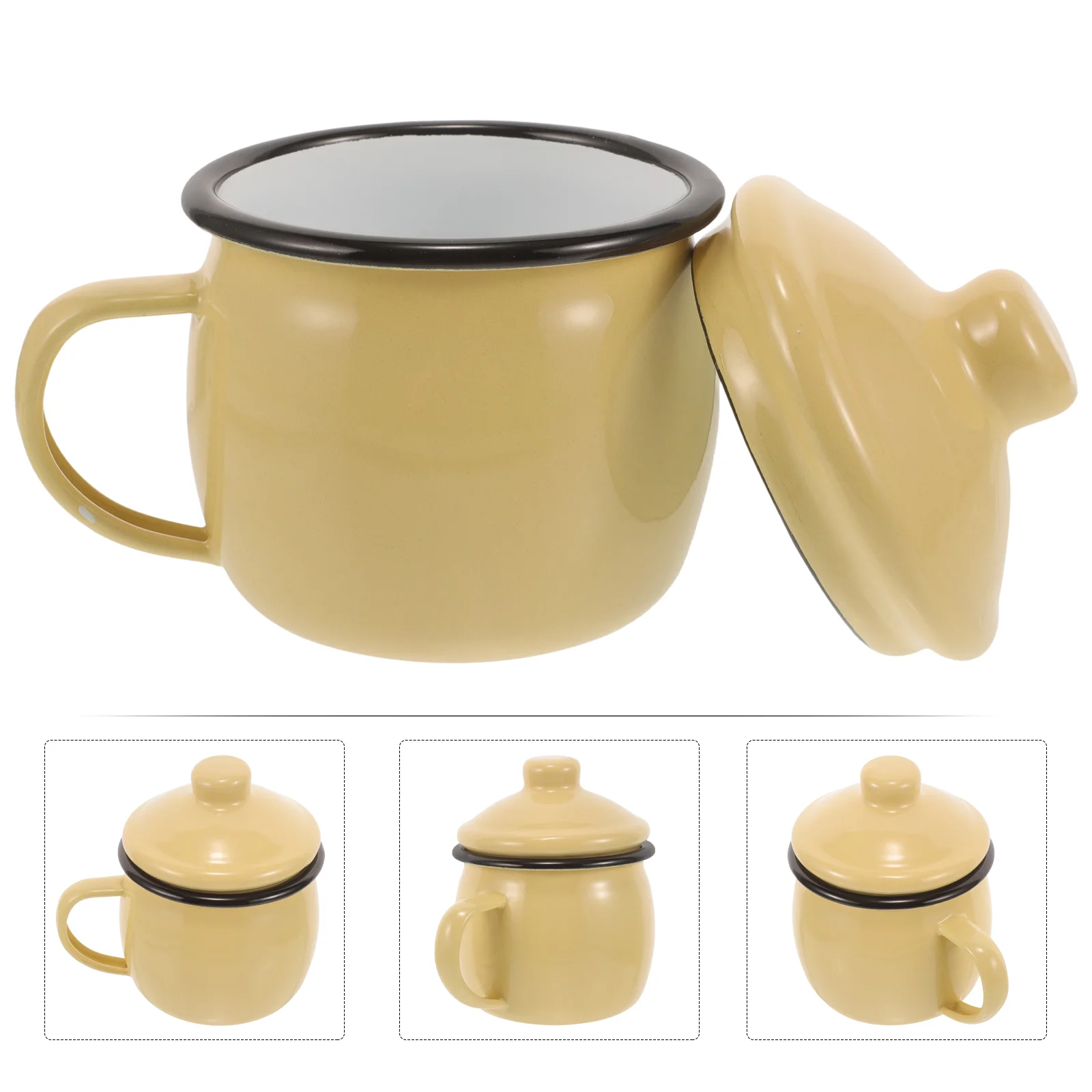 

Espresso Cups Enamel Pumpkin Juice Mug Handle Design Coffee Mugs Farmhouse Yellow Vintage Office