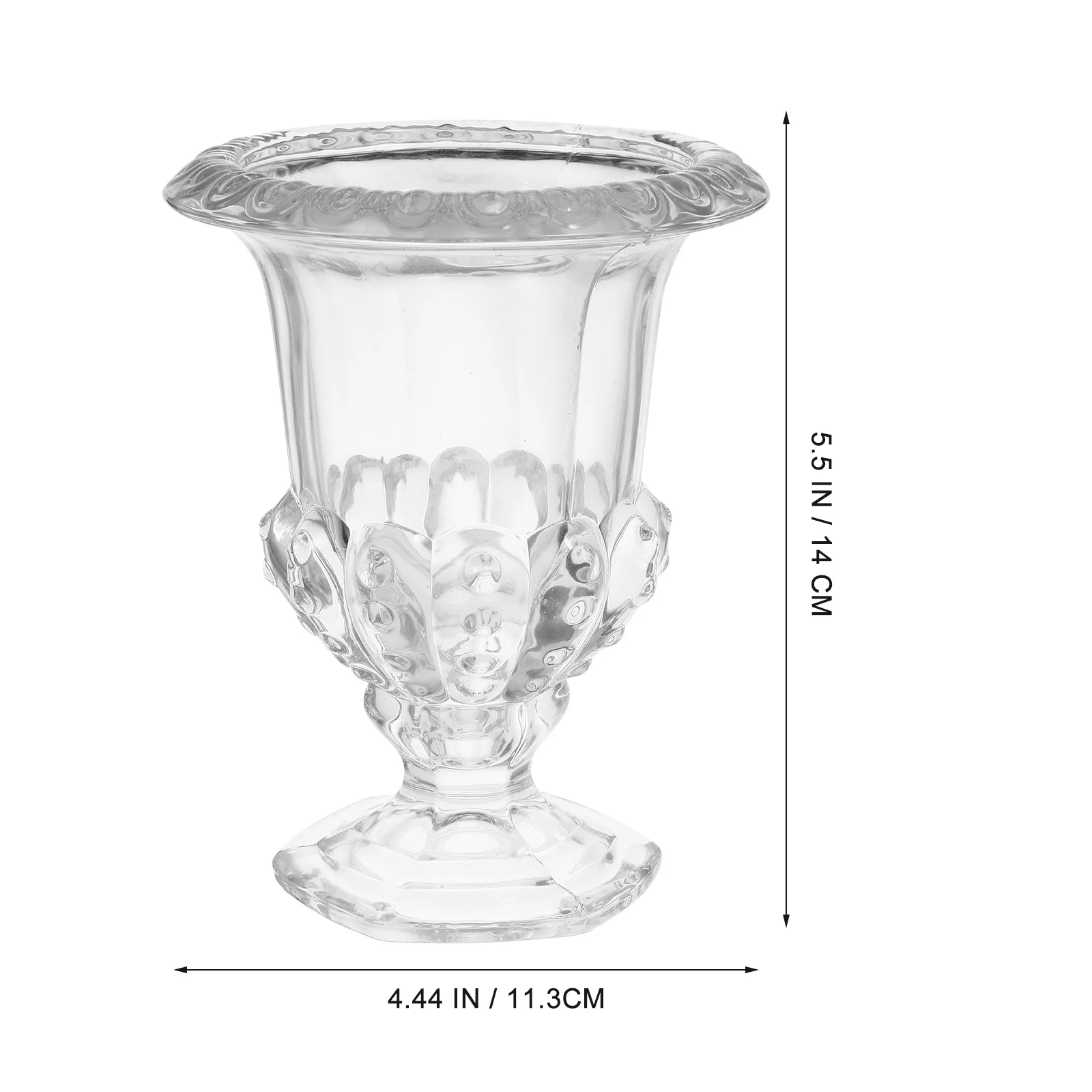 

Roman Style Glass Vase Clear Bright Finish with High Leg Stability for Home Office Decor Centerpiece Small Decorative Flower