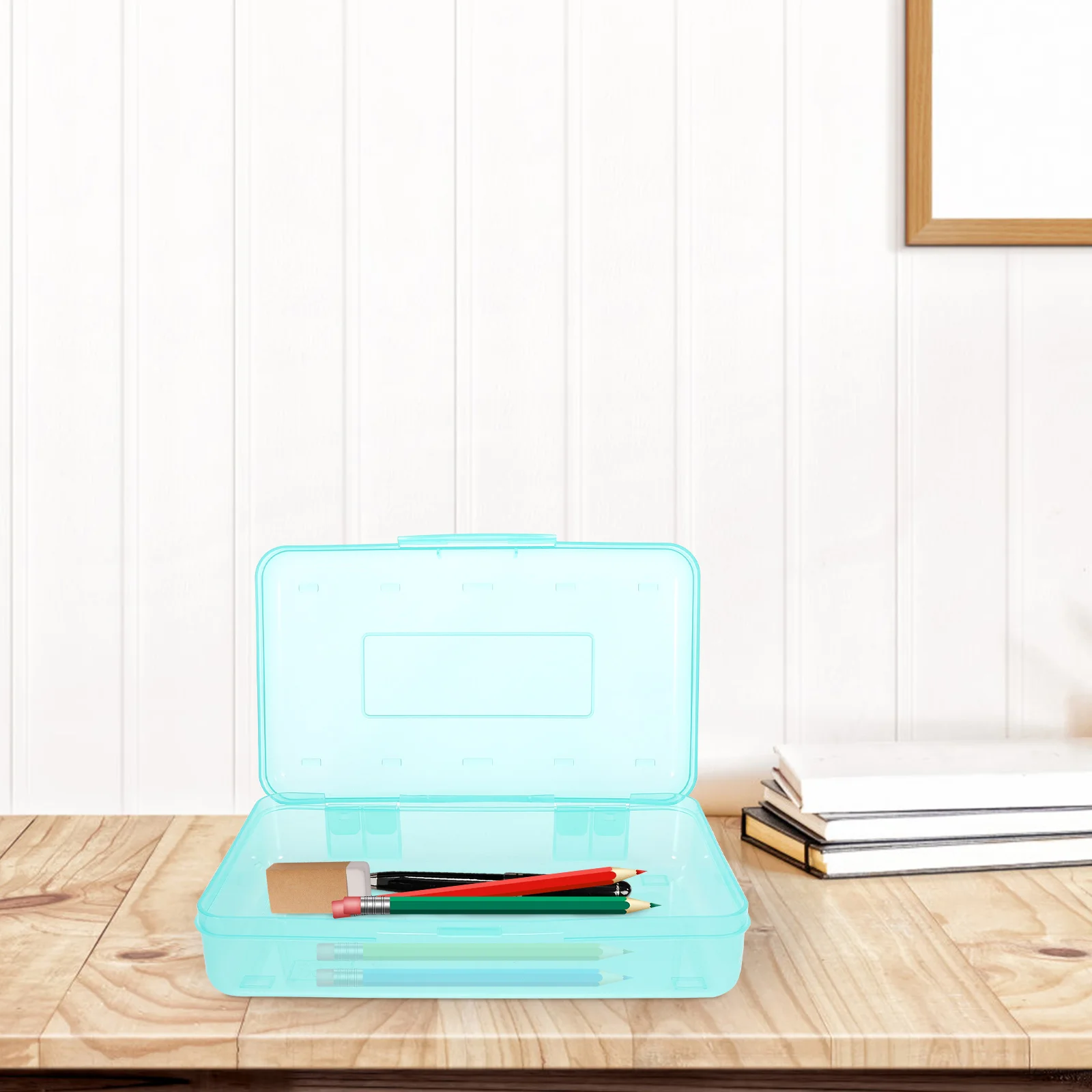 

Sturdy Plastic Pencil Box Lightweight Portable Stationery Storage Case With Lid For Pens Pencils Art Supplies Clear Simple