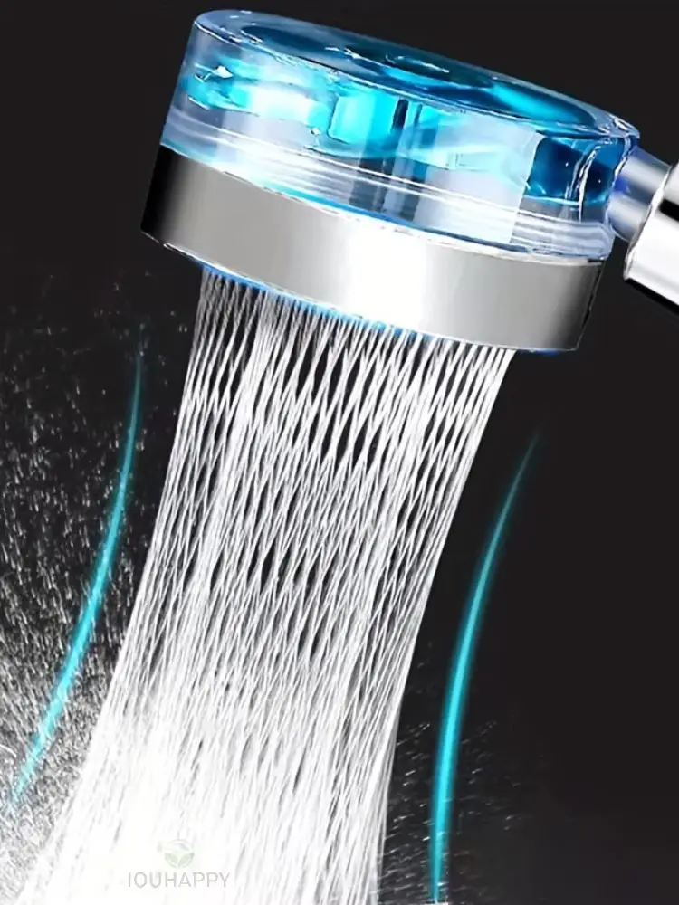 1 Set 360 Grad Drehbarer Turbo-Duschkopf, Hochdruck-Wasserspar-Sprühkopf, Verstellbarer Duschkopf mit Filtern, Badezimmerzubehör, Handbrause mit Schlauch und Halterung