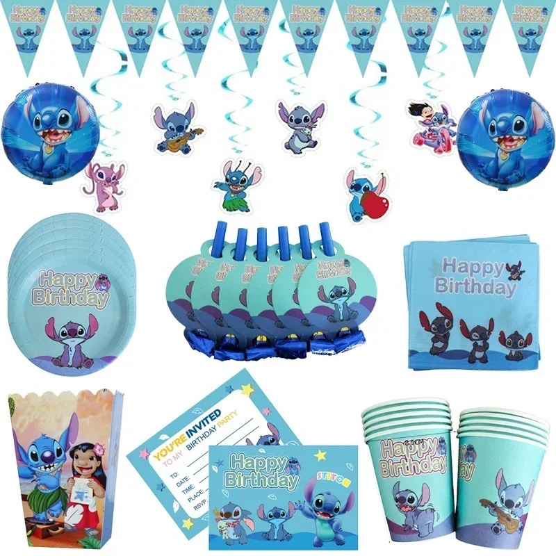 Lilo & Stitch Children\'s Birthday Party Decorations Disposable Tableware Aluminum Film Balloon Stitch Boy Girl Party Decoration