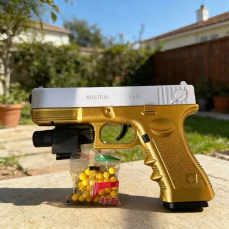 Pistolet jouet à balles souples en or blanc avec infrarouge 7-8 mm, jeu de tir en plein air, cadeau
