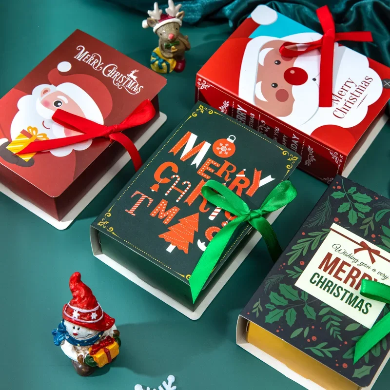 Book Shape Merry Christmas Candy Boxes for Holiday Gifts
