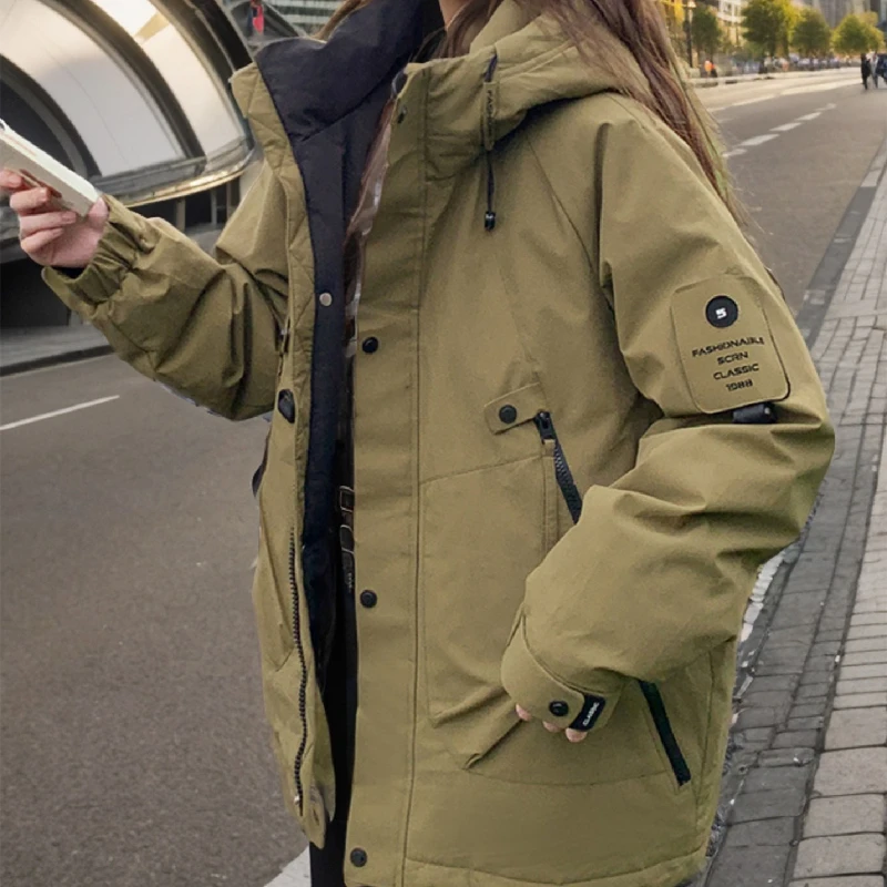 Outdoor Utility Padded Jacket with Hood Zip Up Thick Warm Winter Outerwear Trendy Classic Waterproof Sporty Functional Parkas