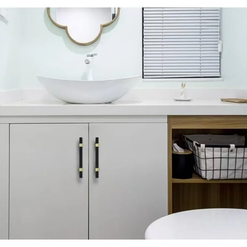 Hot Sale-Brass Cabinet Handles Modern Simplicity Design-Multi-Size Black Embossed Drawer Pulls