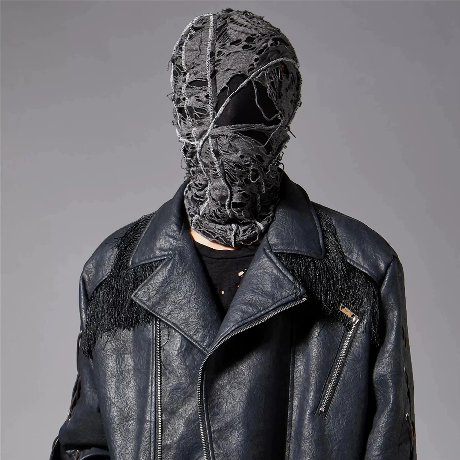 Men's Tide Cap Lace Original Design Dark Streetwear Dance Rap Hip Hop Walk Show Shooting Pioneer Versatile Hat Punk Mask