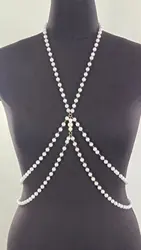 Body Chain Simple Fashion Pearl Chain Neck Backless Double Side Chain Body Chain For Dress