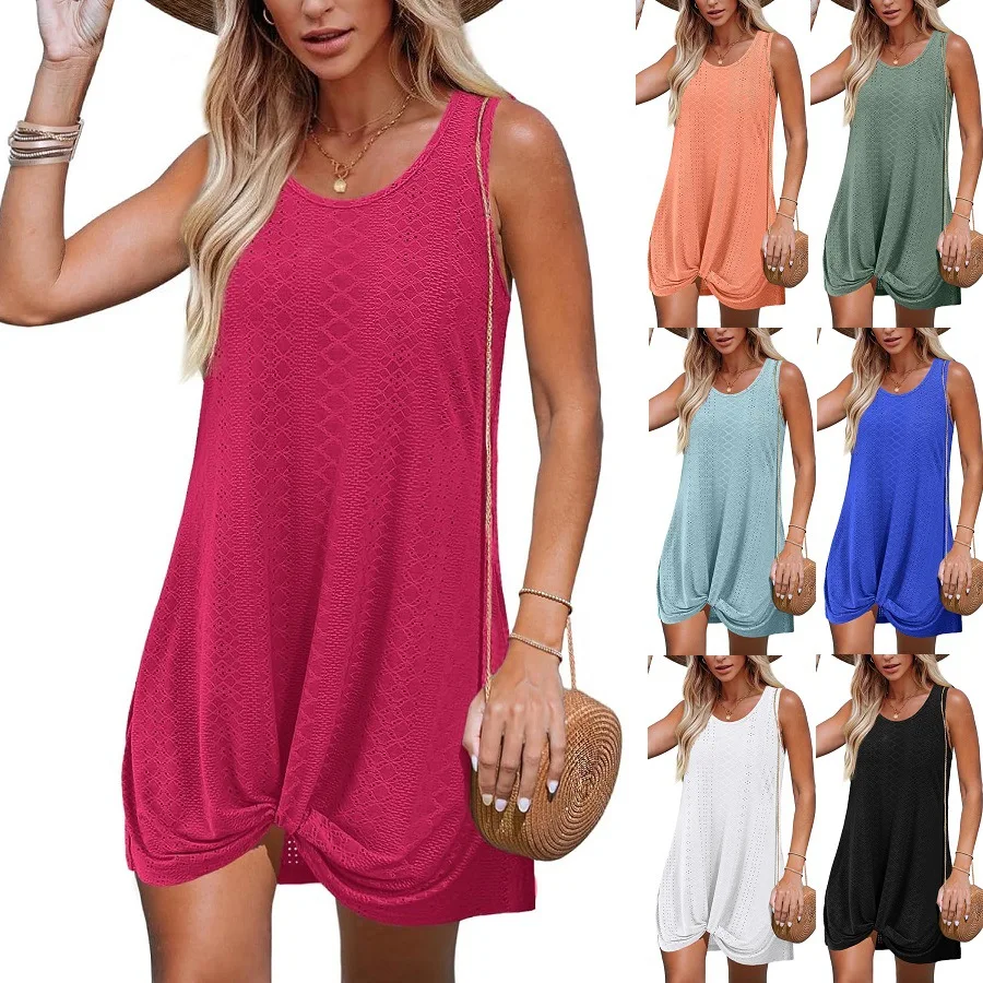 Dress Dresses Women Spring Summer Hollow Out Beach Vacation Twist Knot African Sundress
