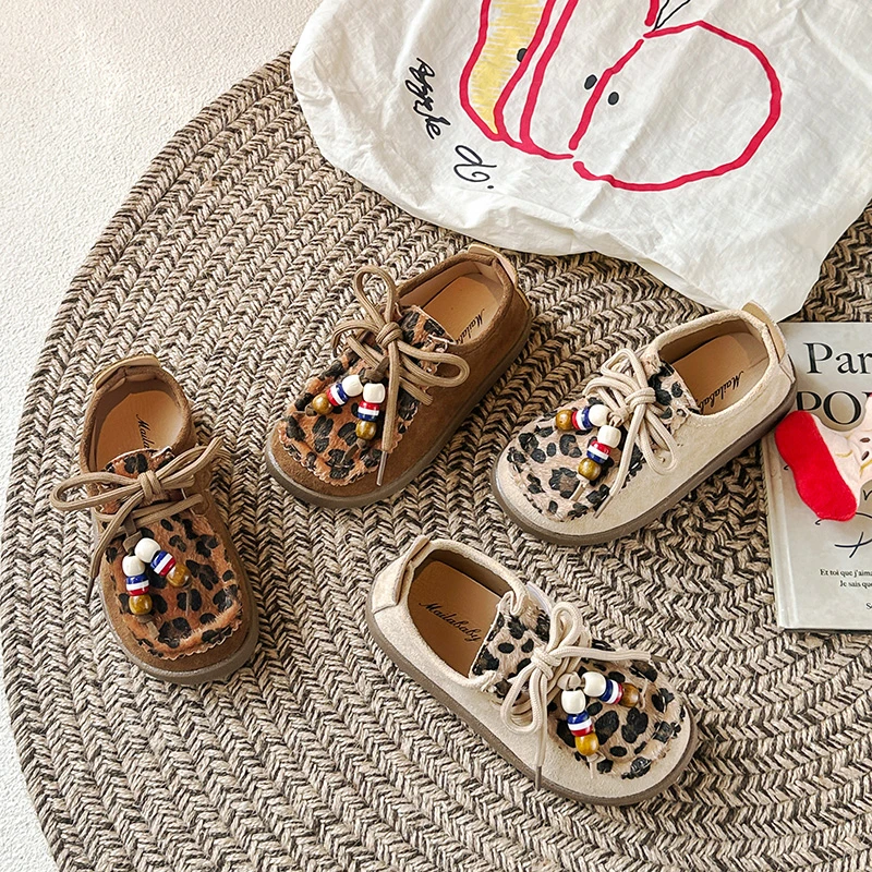 2025 New Toddler Casual Shoes Children's Fashion Leather Shoes Retro Style Kids School Mary Jane Shoes Thick Bottom Hook Loop