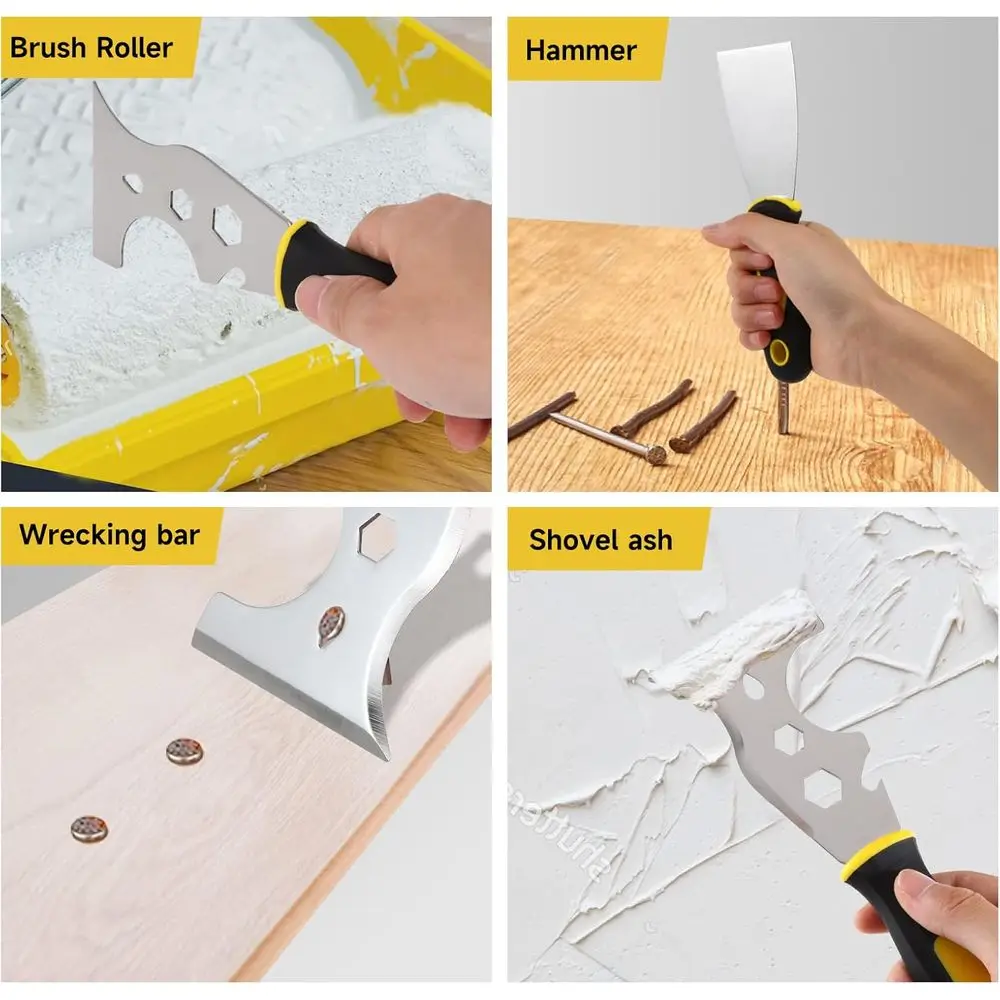 ชุดมีดโป๊ว 3 ชิ้น ขนาด 2 นิ้ว 4 นิ้ว ทำจากสแตนเลส 15-in-1 สำหรับงานทาสี ขูดวอลเปเปอร์ และซ่อมแซมผนังยิปซัม