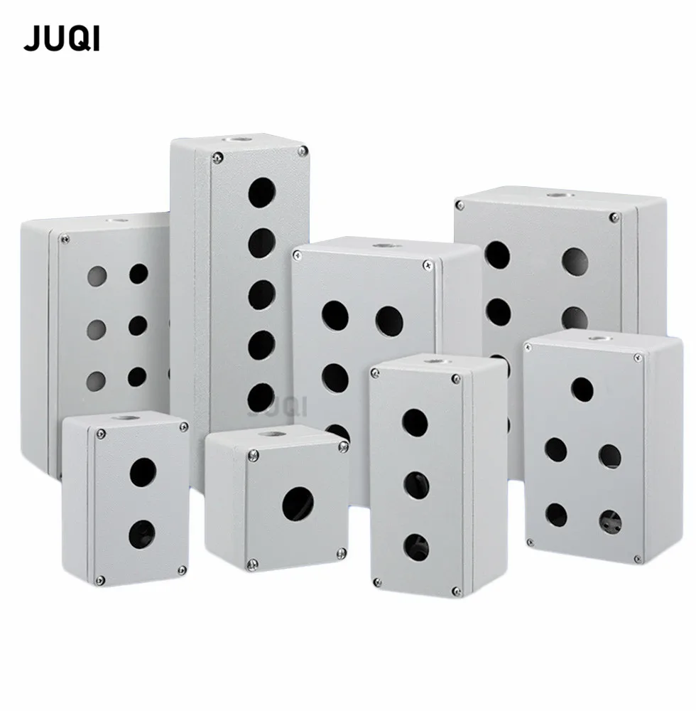 فتحة 22 معدنية من الألومنيوم المصبوب صندوق مقاوم للماء صندوق زر معدني صندوق مفتاح طرفي 12345 فتحة صندوق مقاوم للماء داخلي وخارجي #1