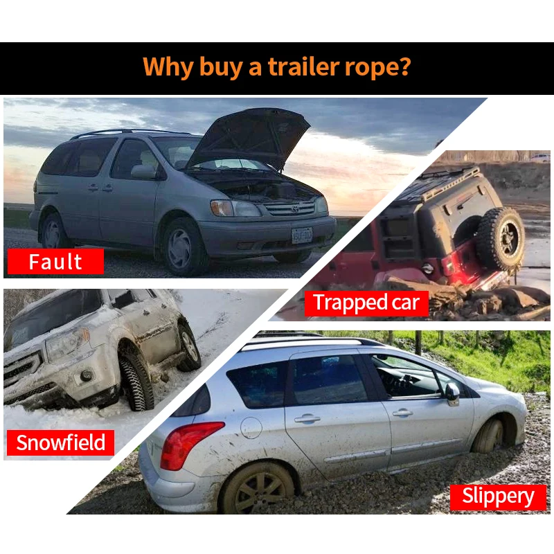 30mm*9m Synthetic Winch Rope kits Tow Car Knot rope 4x4 Accessories Off Road Trailer Strap Breaking Strength Max 33000LBS