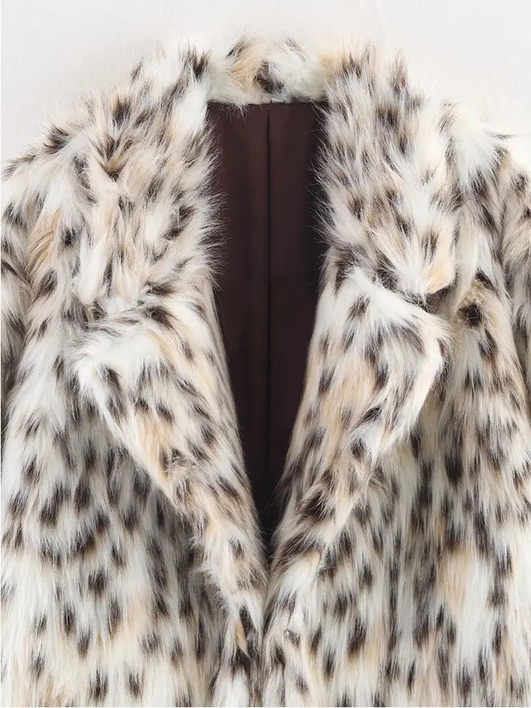NLZGMSJ Leopardenmuster Damen Kunstpelzmantel 2025, Winter, warm, dick, flauschig, langärmelig, lose Jacke, weiblicher Mantel, Oberbekleidung, 2K