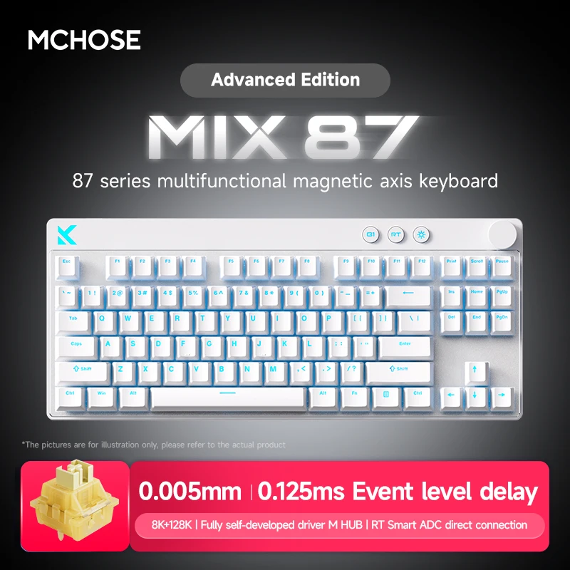 MCHOSE MIX87 Bedraad gamingtoetsenbord Magnetisch schakelaartoetsenbord 8K + 256K Esport 0,08 ms Lage latentie E-Sports Aangepaste gameraccessoires