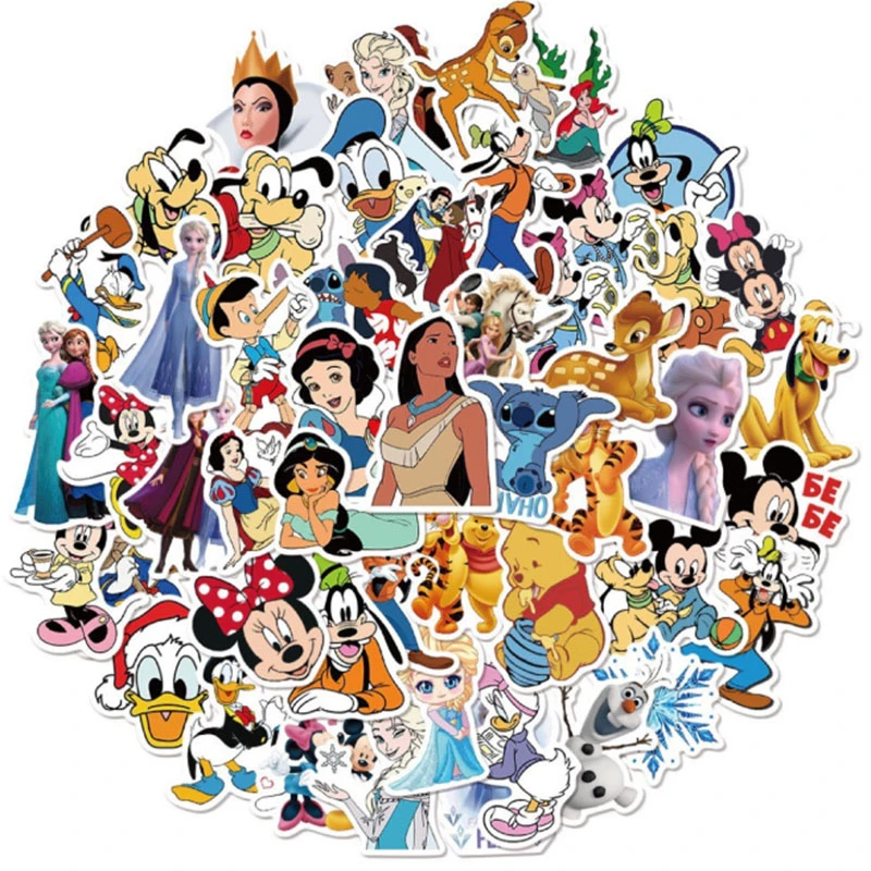 

50/100pcs Disney Cartoon Graffiti Stickers Princess & Classic Characters Waterproof Decals For Phone Laptop Luggage Diy Kids toy