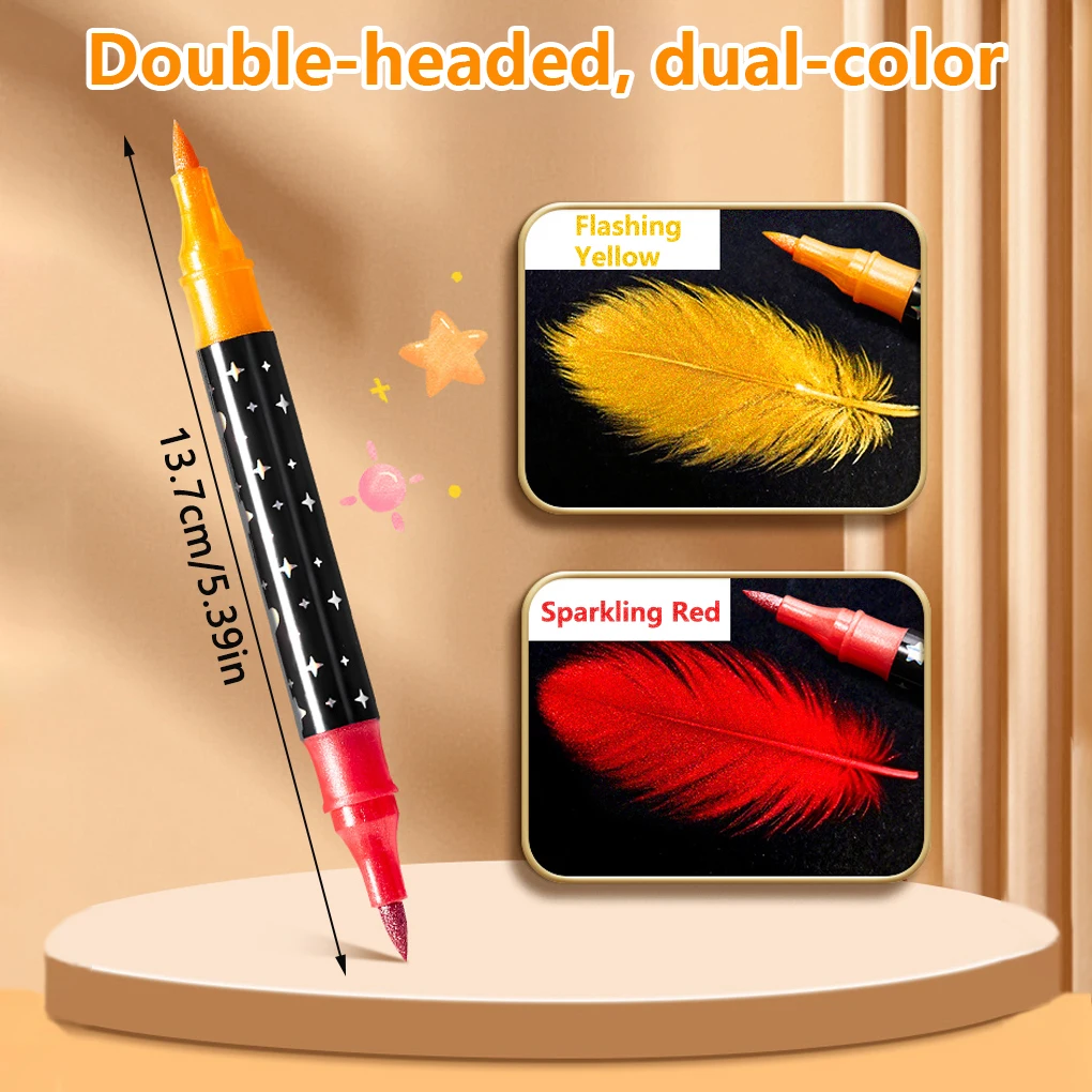 Acrylfarbstifte Marker mit Glitzer, Premium auf Wasserbasis Extra Feine / Mittlere Spitze, für Steinmalerei, Keramik, Glas, Holz, Stoff, Leinwand, Tassen, DIY Basteln – Detail 3