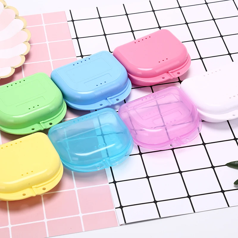 New Orthodontic Boxes Mouth Guard Case Fake Teeth Cover Retainer Case With Vent Hole Denture Box Tight Snap Lock Retainer Holder
