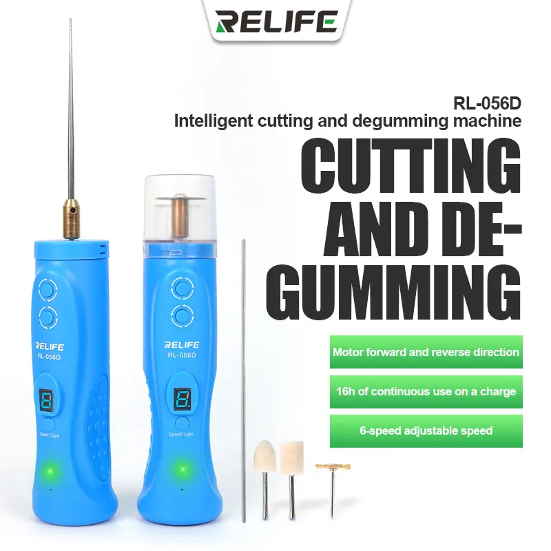 RELIFE RL-056D Electric Cutting Degumming Machine 6 Speed Forward Reverse Dust Guard Glue Removal Tool for Phone LCD Repair