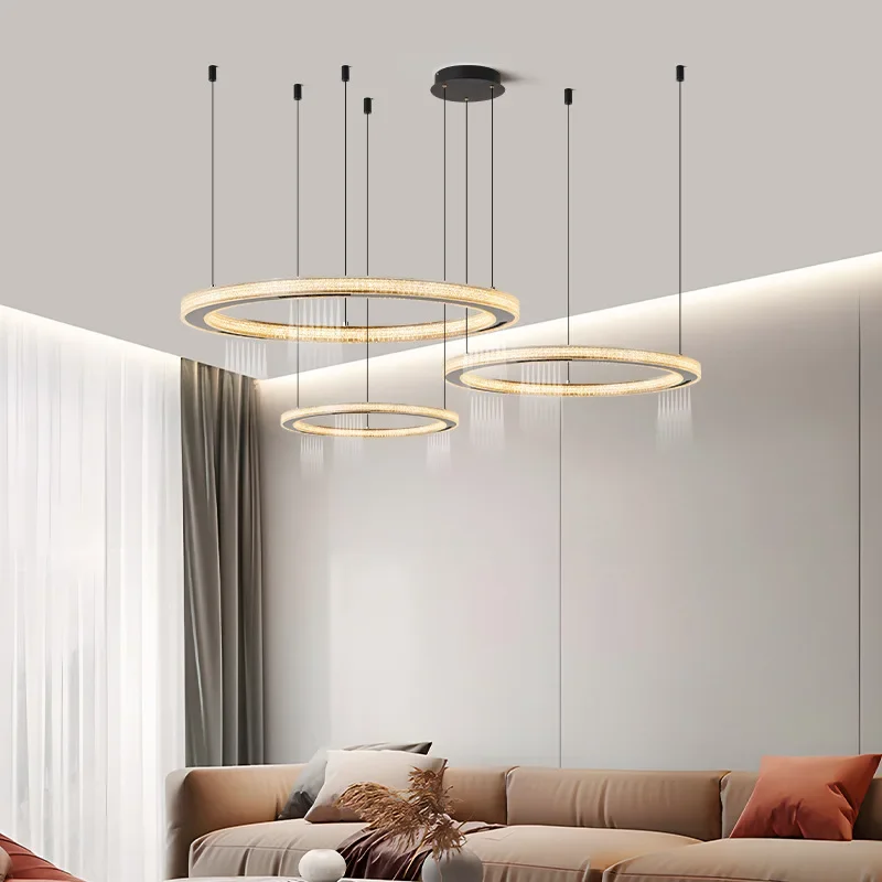 

Minimally designed duplex chandelier Modern minimalist living room chandelier Atmospheric Italian circular pendant light