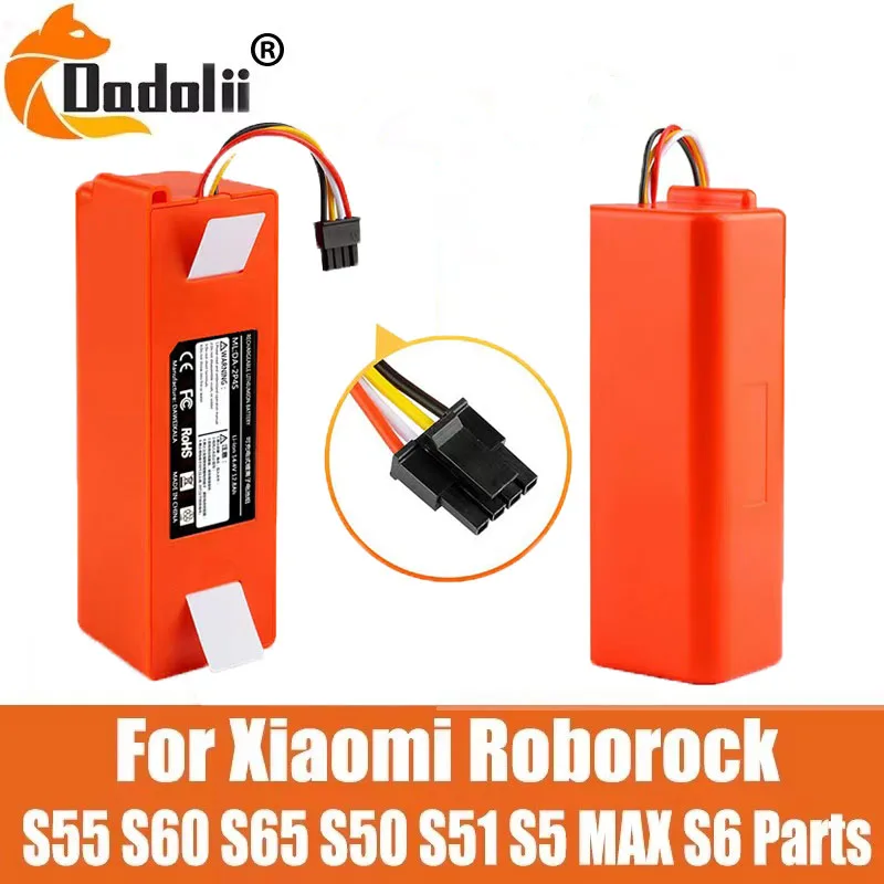 14.4V 5200-12800mAh Robotic Vacuum Cleaner Replacement Battery For Xiaomi Roborock S55 S60 S65 S50 S51 S5 MAX S6 Parts