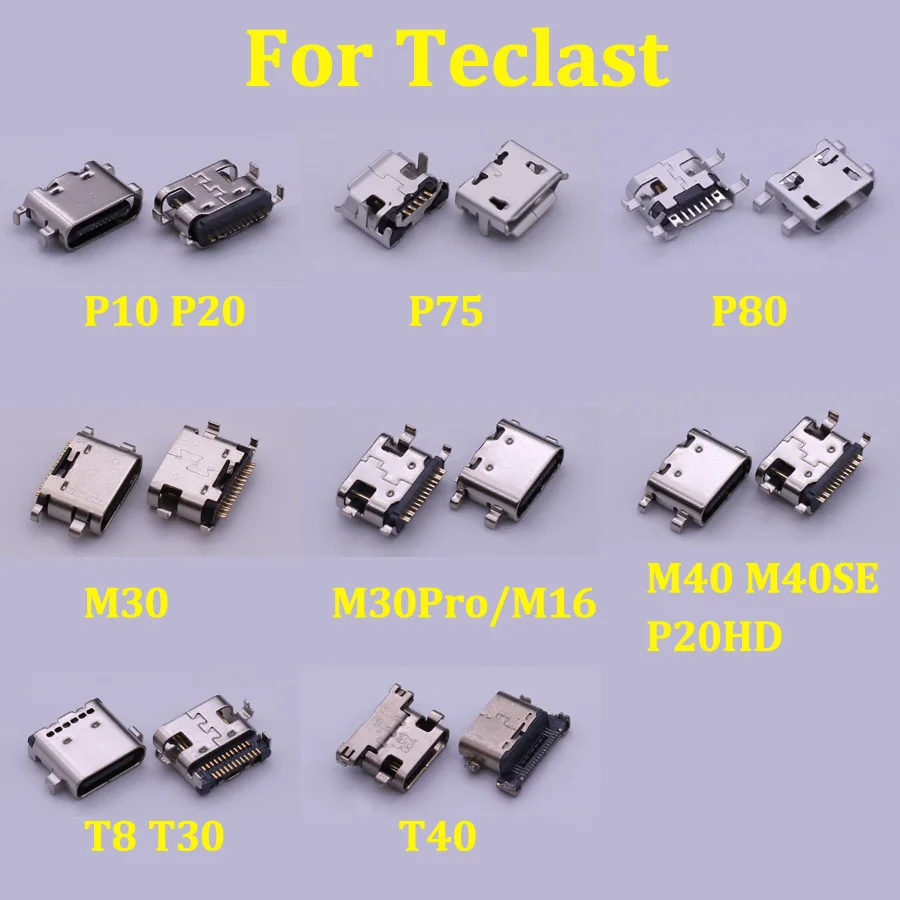 2PCS/Lot For Teclast P75 P80 M40 P20HD T30 T8 T80 T40 P10 M30 Pro M16 USB Charging Dock Charge Socket Port Jack Connector