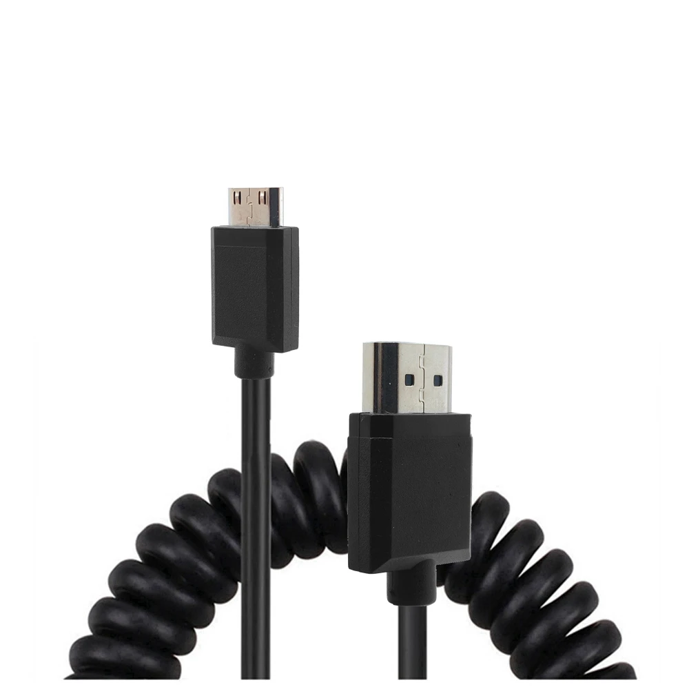 60Hz, Micro, HDTV compatible HD, 2.0 cable male to male tension spring curled flexible cable, OD3.2mm ultra-thin 4k * 2k.